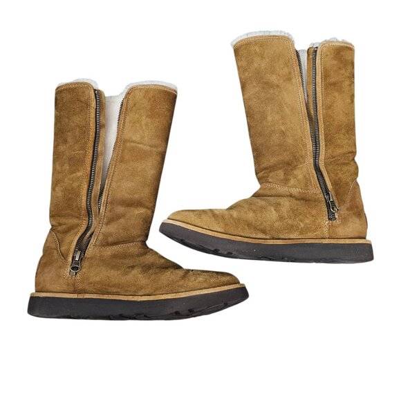 UGG Australia Women's Abree II Tall Suede Shearling Bruno Brown Boots - Picture 8 of 10